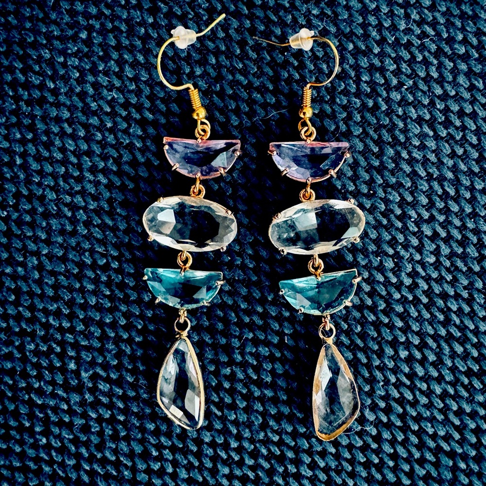 Colorful Dangle Rhinestone Statement Earrings 💜 - Picture 3 of 5